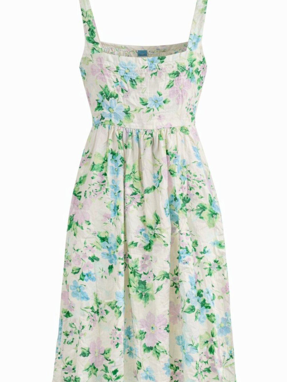 Old Navy Floral Midi Dress XL Linen/Rayon Cottagecore Smocked Bodice Spring